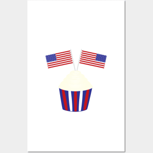 4th of july birthday cupcake with flags Posters and Art